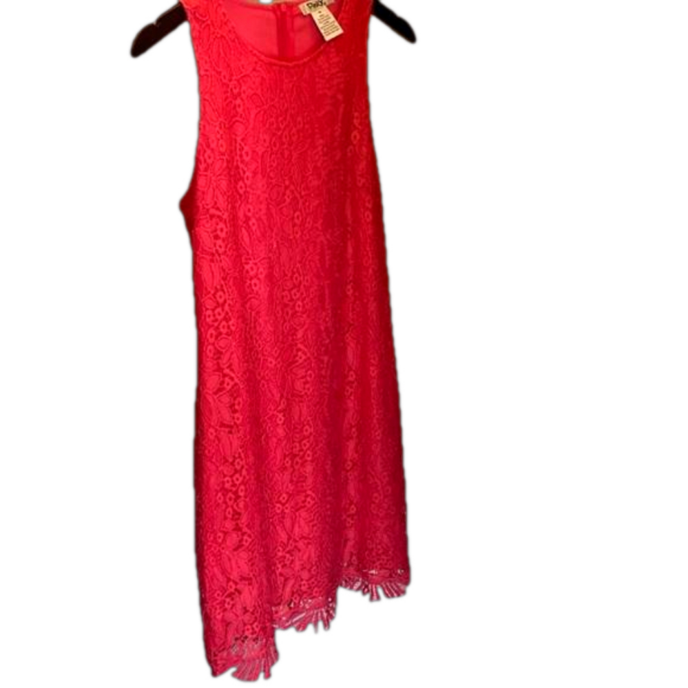 Ladies size Medium Pinky sleeveless dress. Pink on pink crochet.